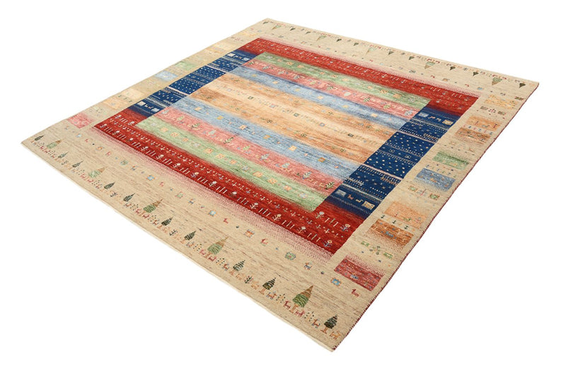 Gabbeh-tæppe - Loribaft Indus firkantet  - 203 x 203 cm - flerfarvet