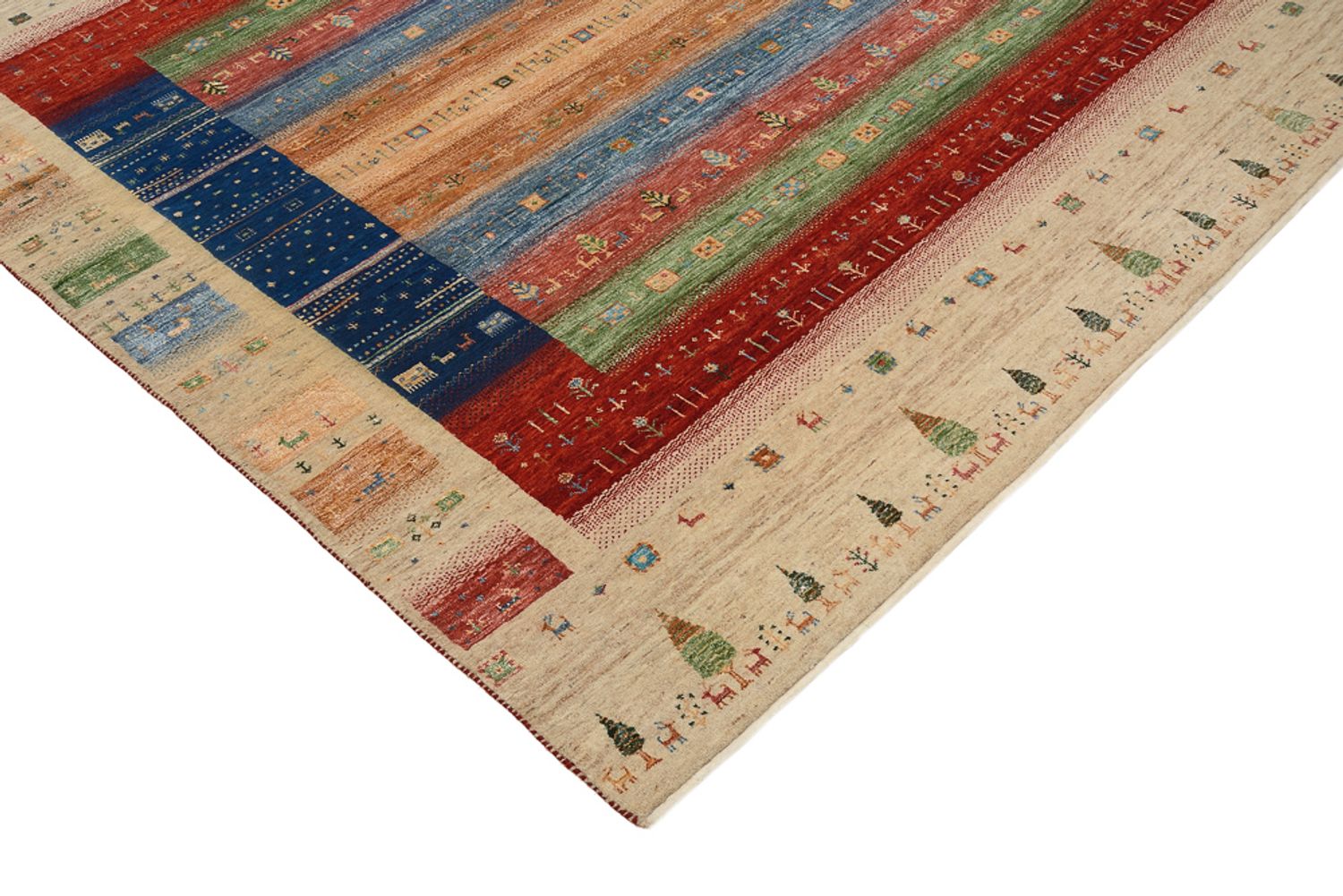 Gabbeh-tæppe - Loribaft Indus firkantet  - 203 x 203 cm - flerfarvet
