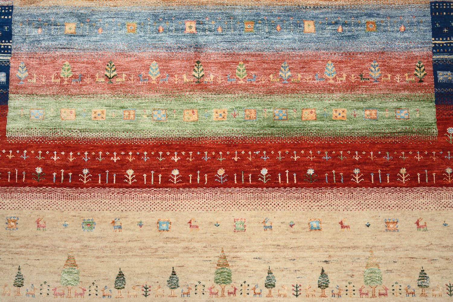 Gabbeh-tæppe - Loribaft Indus firkantet  - 203 x 203 cm - flerfarvet