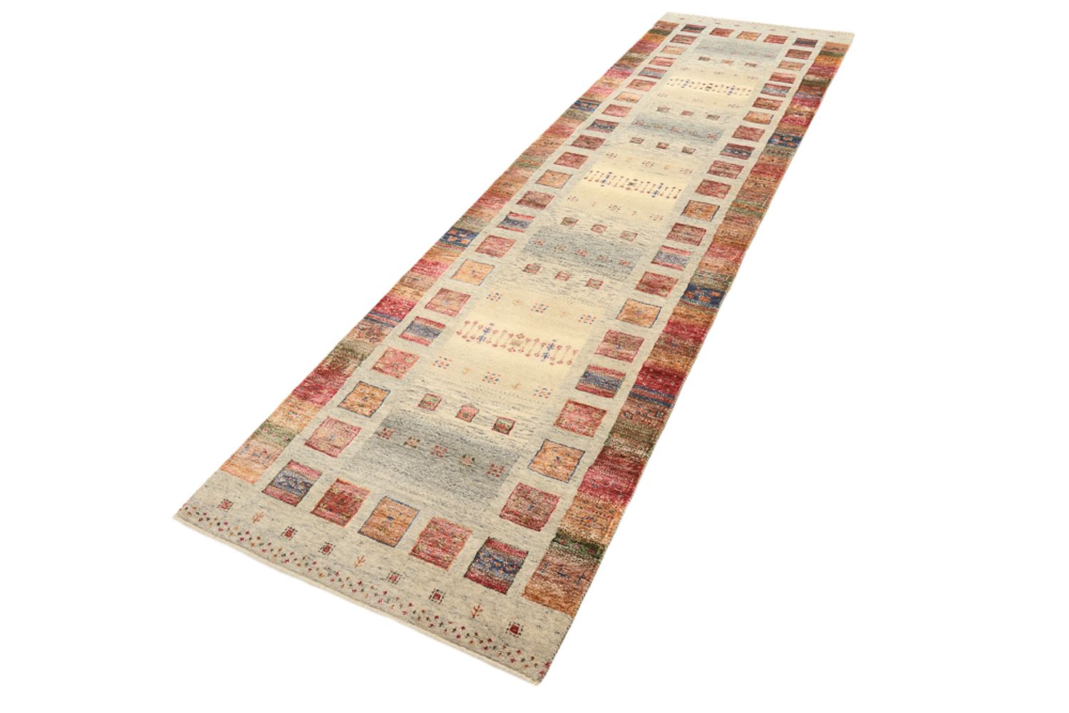 Løber Gabbeh-tæppe - Loribaft Indus - 306 x 84 cm - mørk beige