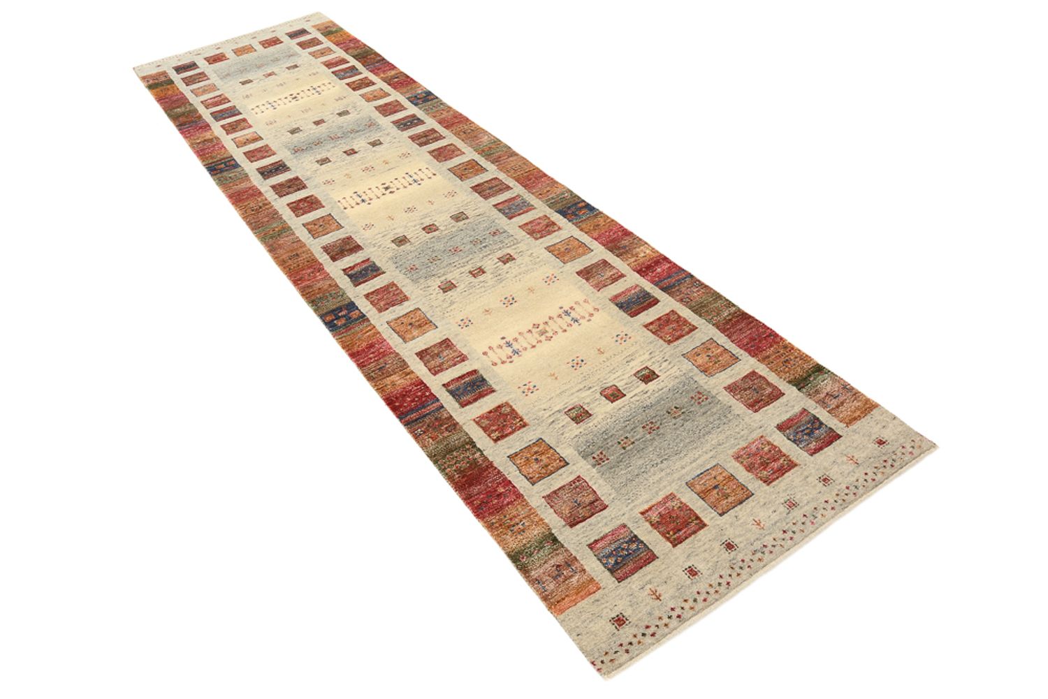 Løber Gabbeh-tæppe - Loribaft Indus - 306 x 84 cm - mørk beige