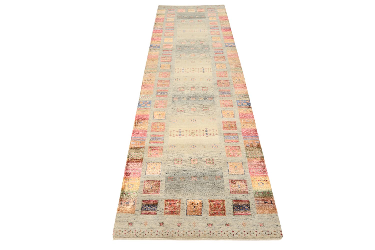 Løber Gabbeh-tæppe - Loribaft Indus - 306 x 84 cm - mørk beige