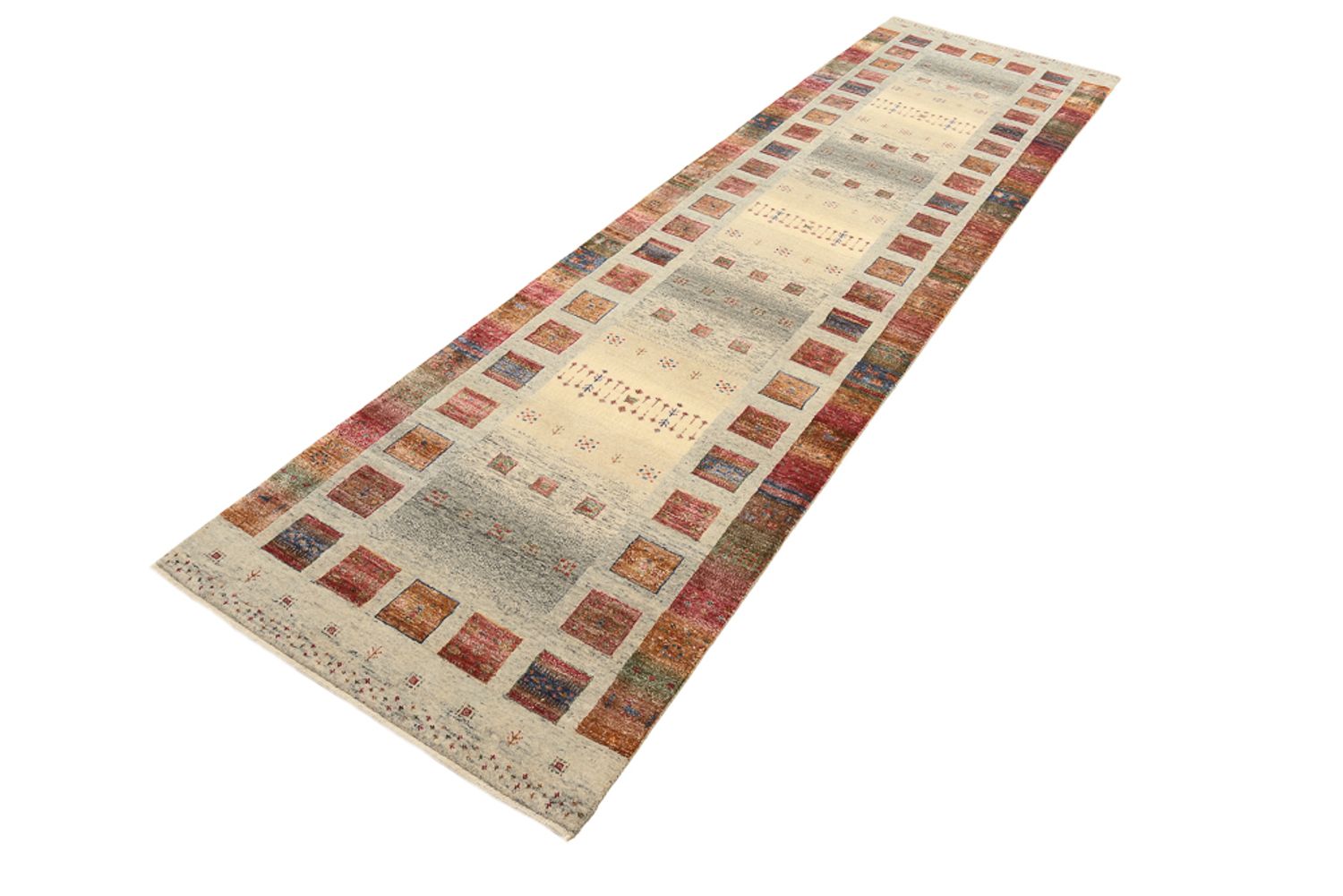 Løber Gabbeh-tæppe - Loribaft Indus - 306 x 85 cm - mørk beige