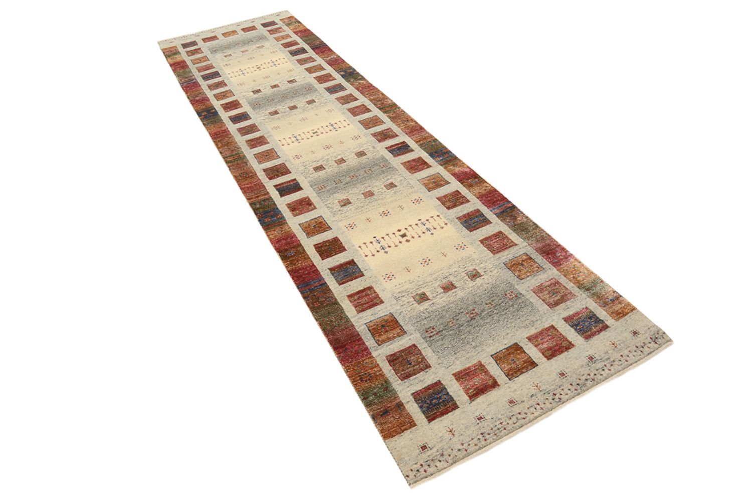 Løber Gabbeh-tæppe - Loribaft Indus - 306 x 85 cm - mørk beige