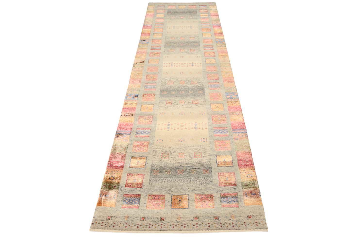 Løber Gabbeh-tæppe - Loribaft Indus - 306 x 85 cm - mørk beige