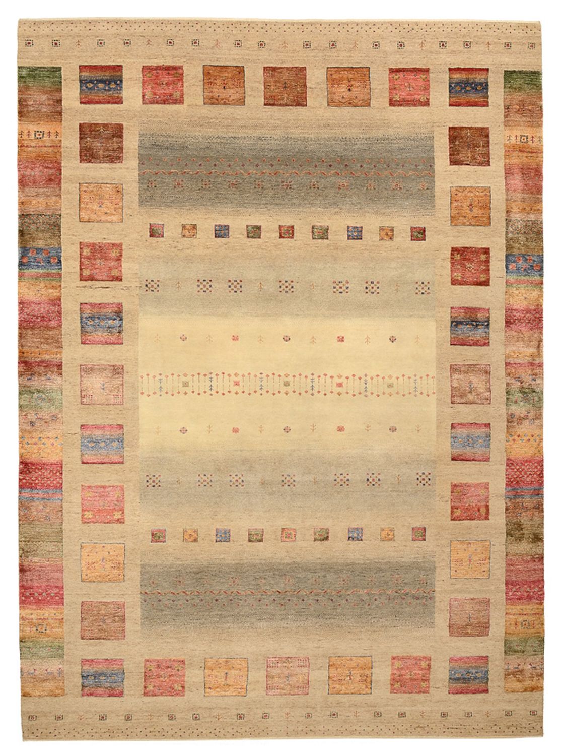 Gabbeh-tæppe - Loribaft Indus - 351 x 254 cm - mørk beige