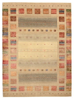Gabbeh-tæppe - Loribaft Indus - 351 x 254 cm - mørk beige