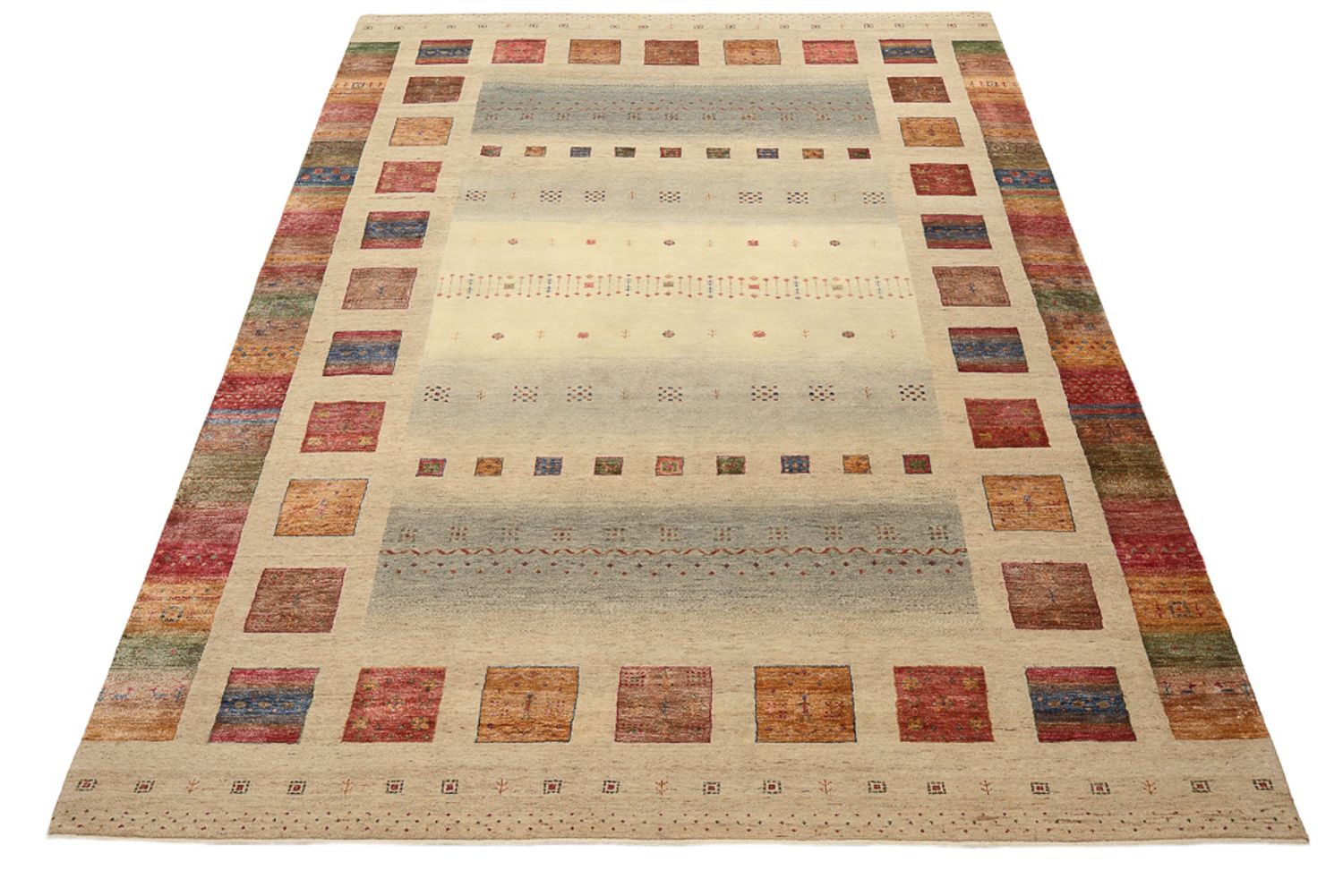 Gabbeh-tæppe - Loribaft Indus - 351 x 254 cm - mørk beige
