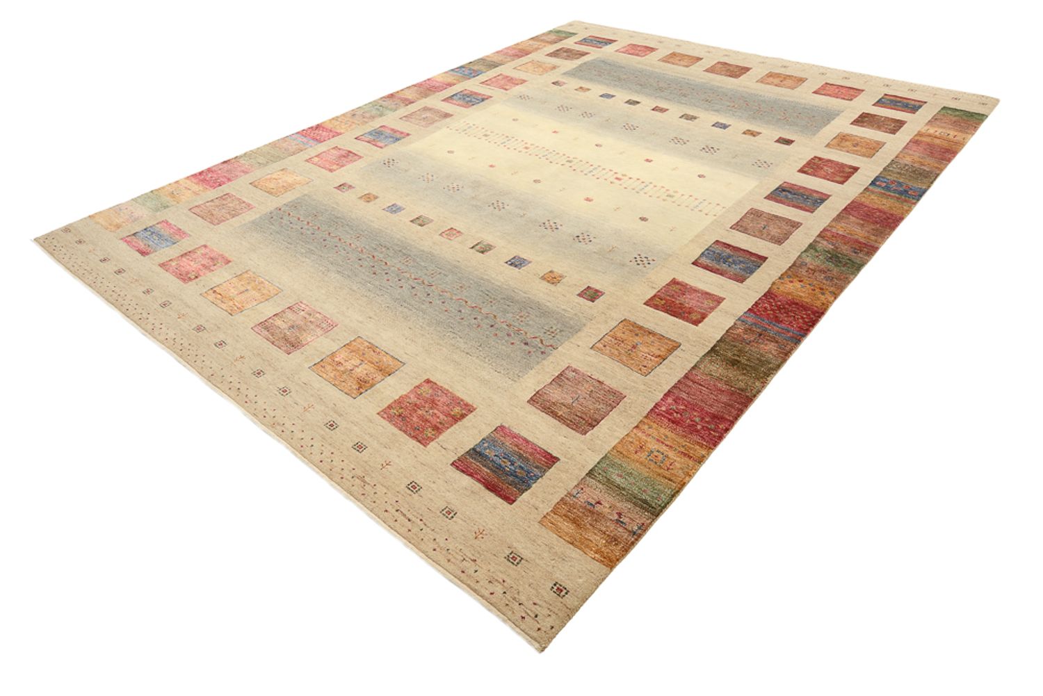 Gabbeh-tæppe - Loribaft Indus - 351 x 254 cm - mørk beige