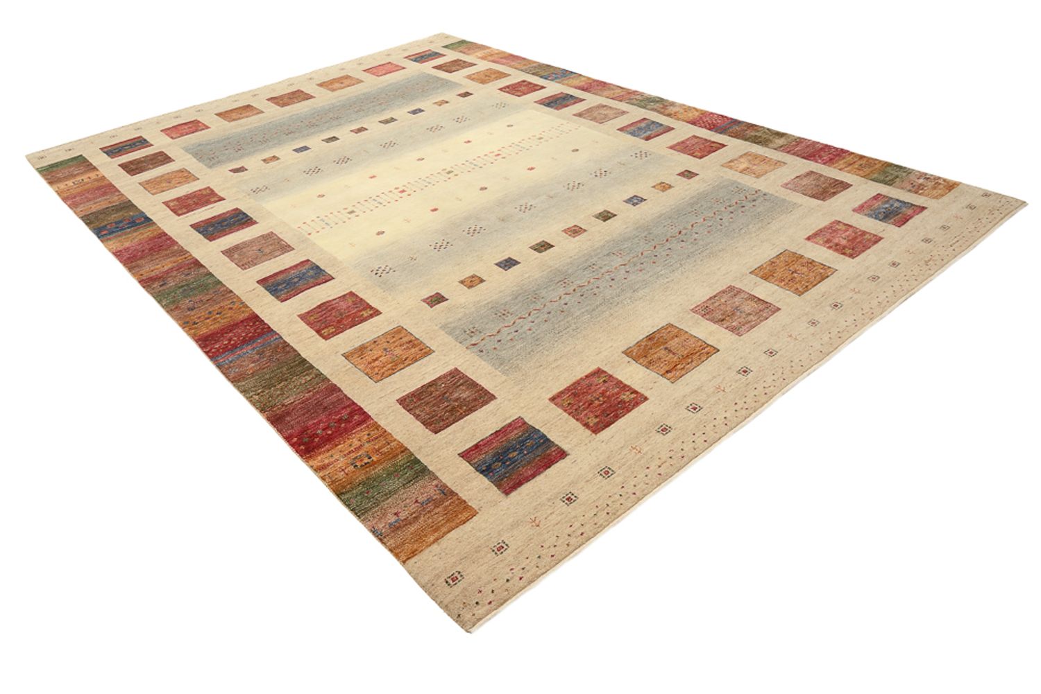 Gabbeh-tæppe - Loribaft Indus - 351 x 254 cm - mørk beige