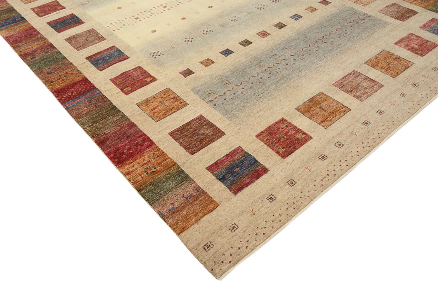 Gabbeh-tæppe - Loribaft Indus - 351 x 254 cm - mørk beige
