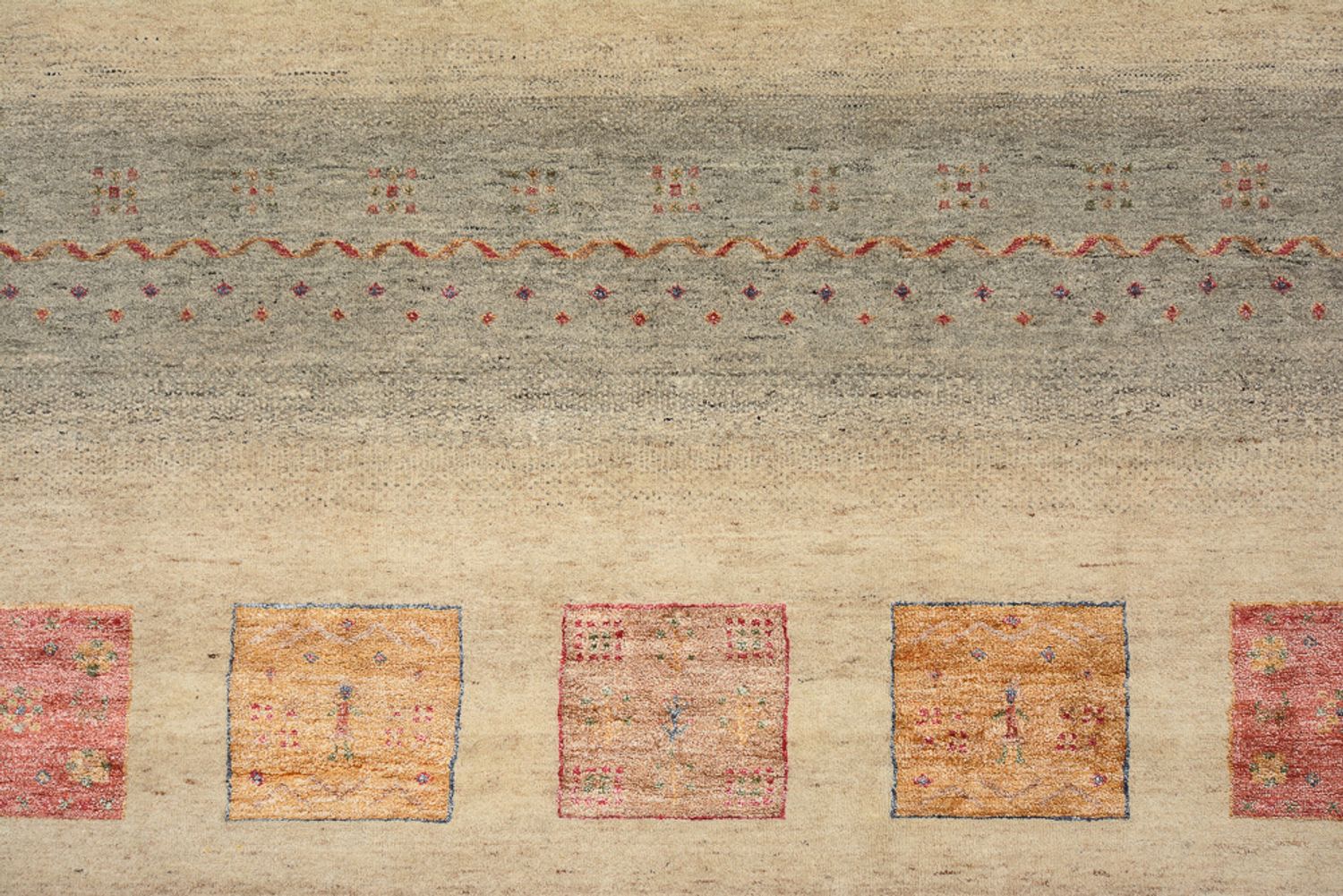 Gabbeh-tæppe - Loribaft Indus - 351 x 254 cm - mørk beige