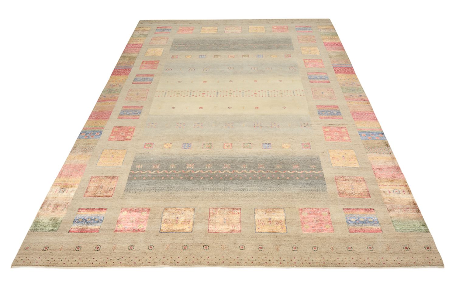 Gabbeh-tæppe - Loribaft Indus - 351 x 254 cm - mørk beige