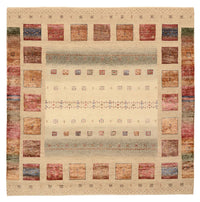 Gabbeh-tæppe - Loribaft Indus firkantet  - 206 x 204 cm - mørk beige