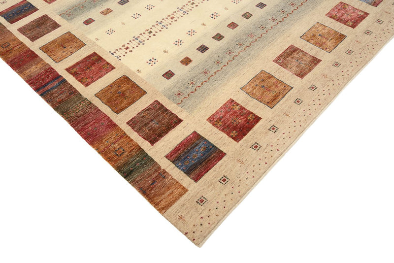 Gabbeh-tæppe - Loribaft Indus firkantet  - 206 x 204 cm - mørk beige