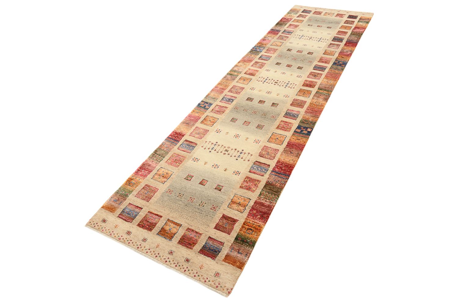 Løber Gabbeh-tæppe - Loribaft Indus - 305 x 81 cm - mørk beige