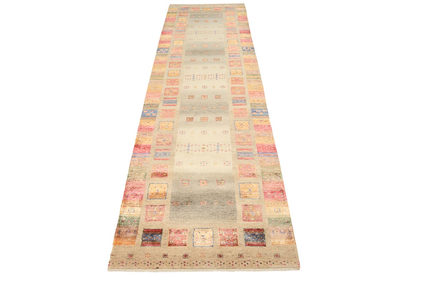 Løber Gabbeh-tæppe - Loribaft Indus - 305 x 81 cm - mørk beige