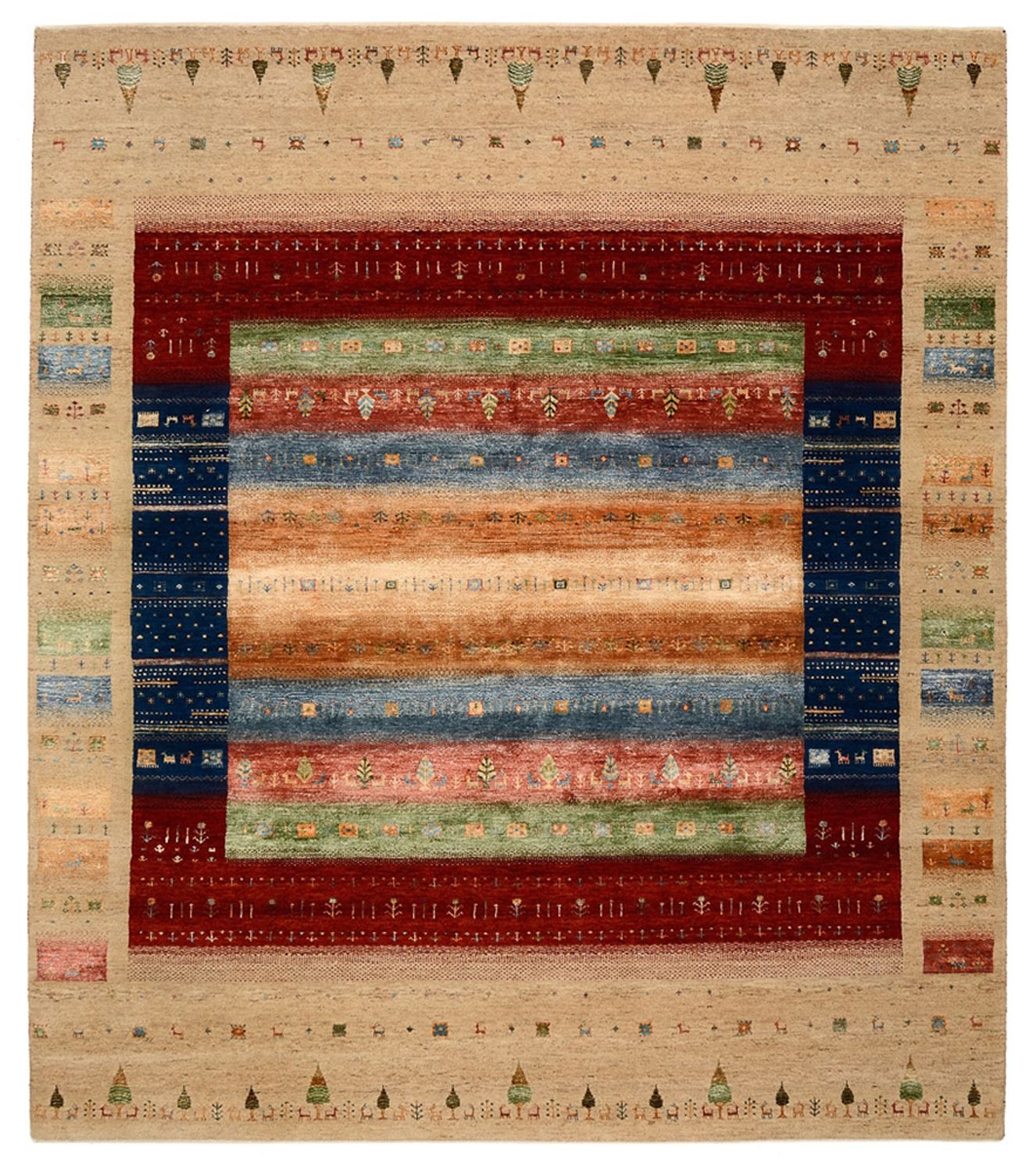 Gabbeh-tæppe - Loribaft Indus - 236 x 205 cm - flerfarvet