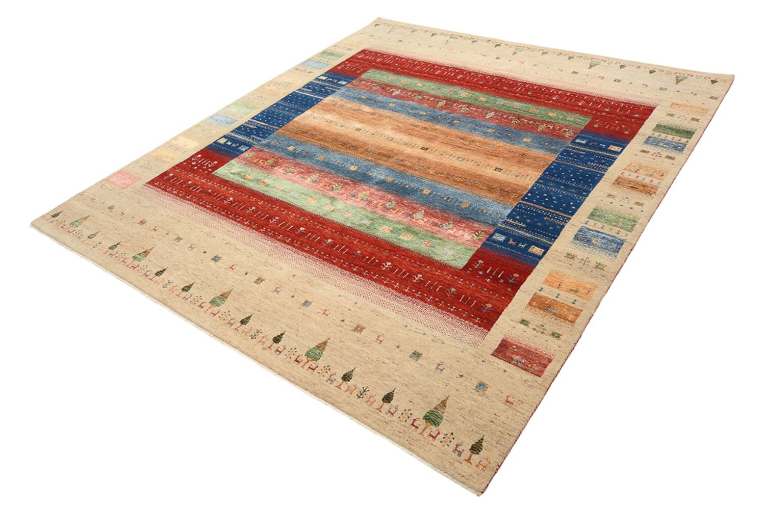 Gabbeh-tæppe - Loribaft Indus - 236 x 205 cm - flerfarvet