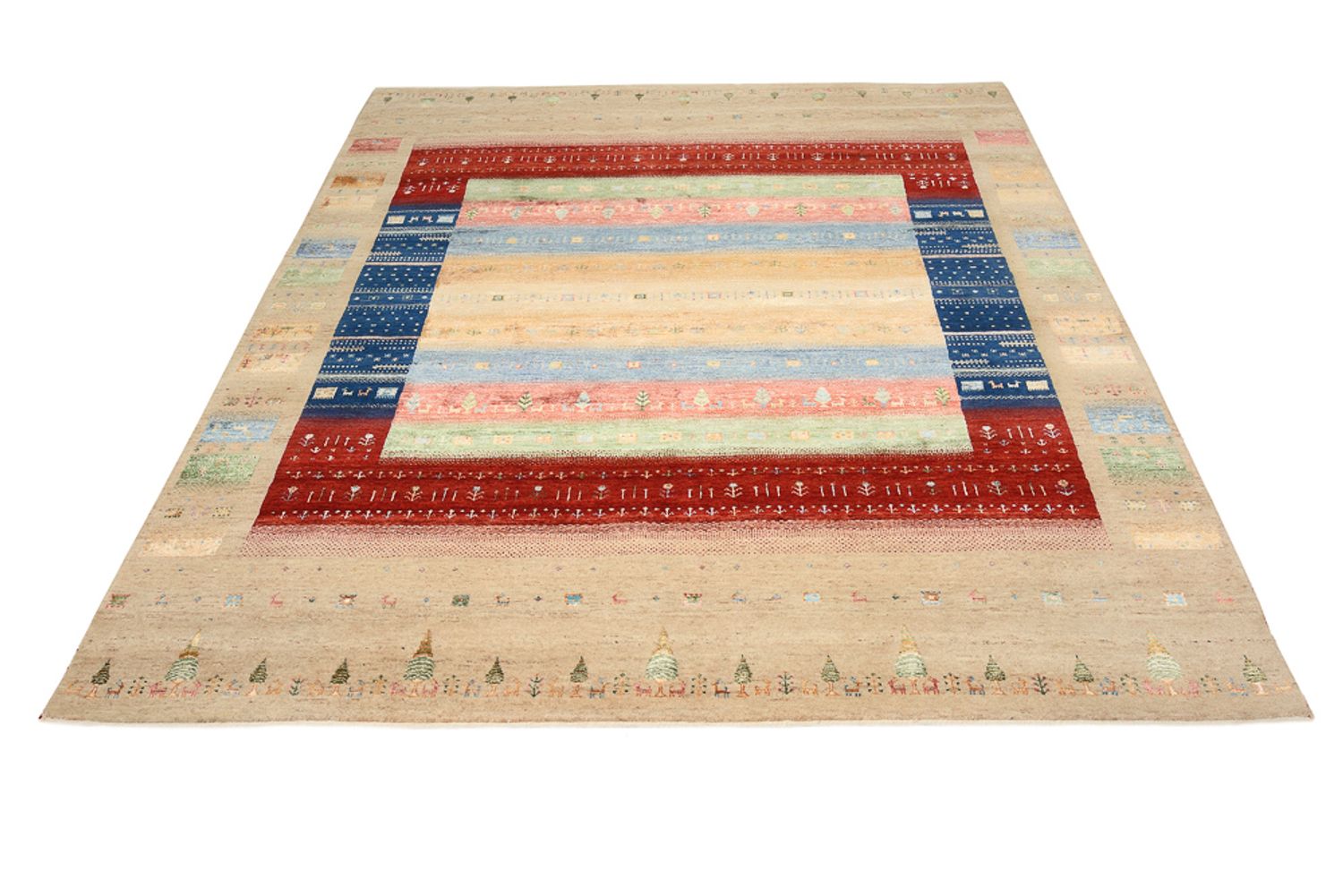 Gabbeh-tæppe - Loribaft Indus - 236 x 205 cm - flerfarvet