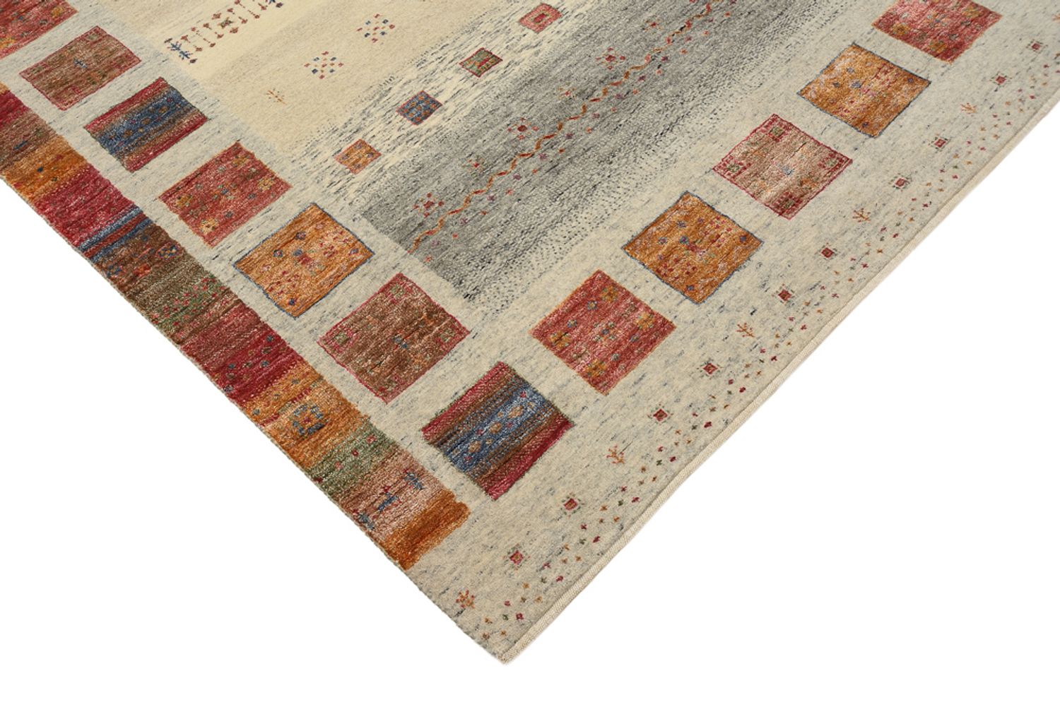 Gabbeh-tæppe - Loribaft Indus - 205 x 154 cm - mørk beige