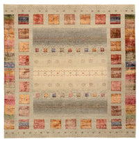 Gabbeh-tæppe - Loribaft Indus firkantet  - 249 x 248 cm - mørk beige