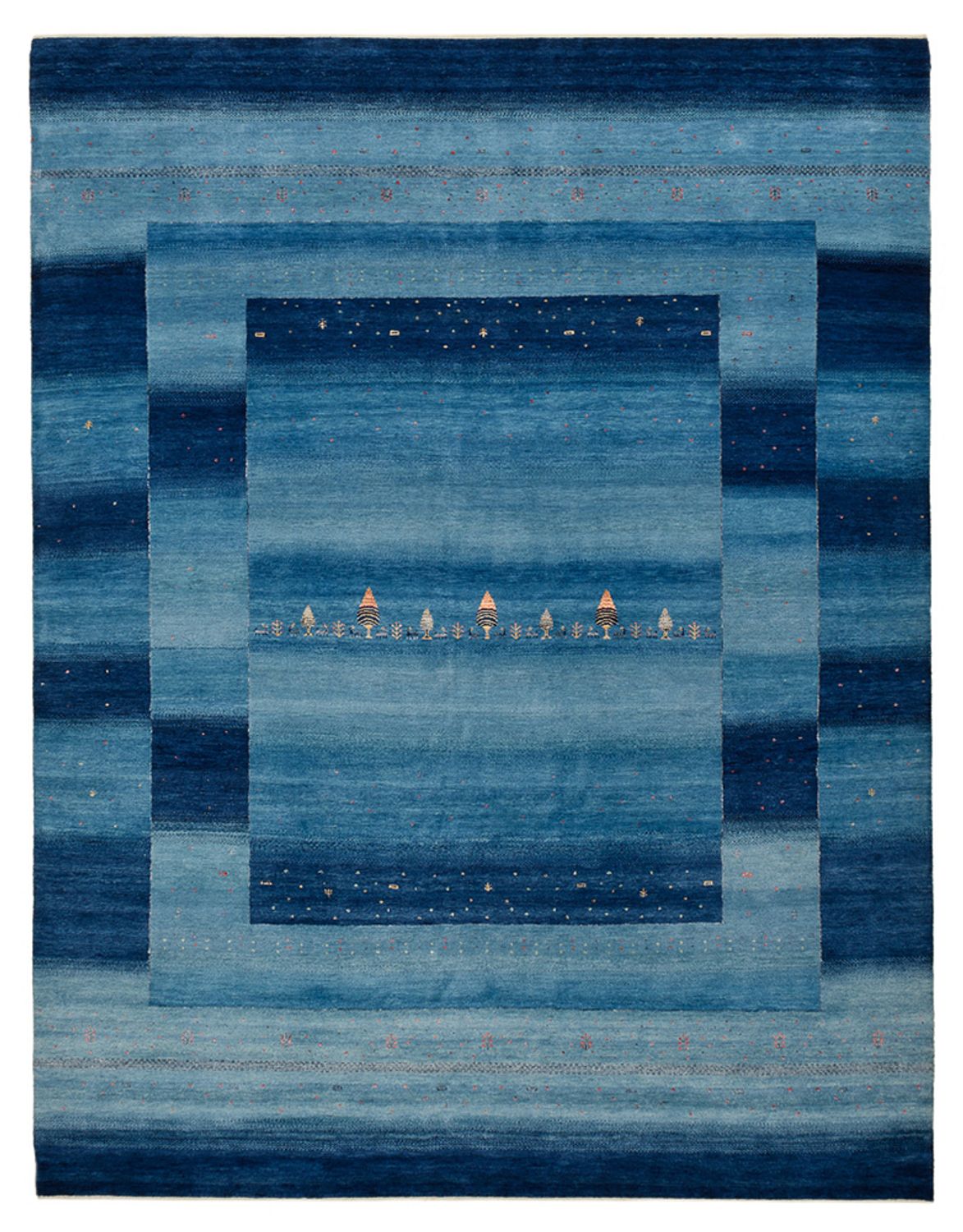 Gabbeh-tæppe - Loribaft Indus - 329 x 253 cm - havblå