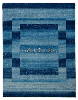 Gabbeh-tæppe - Loribaft Indus - 329 x 253 cm - havblå