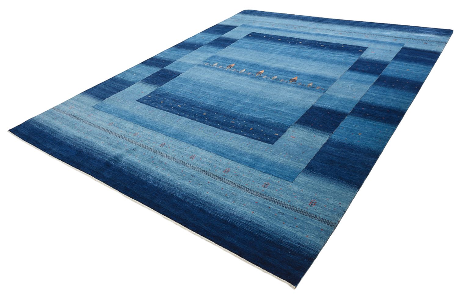 Gabbeh-tæppe - Loribaft Indus - 329 x 253 cm - havblå