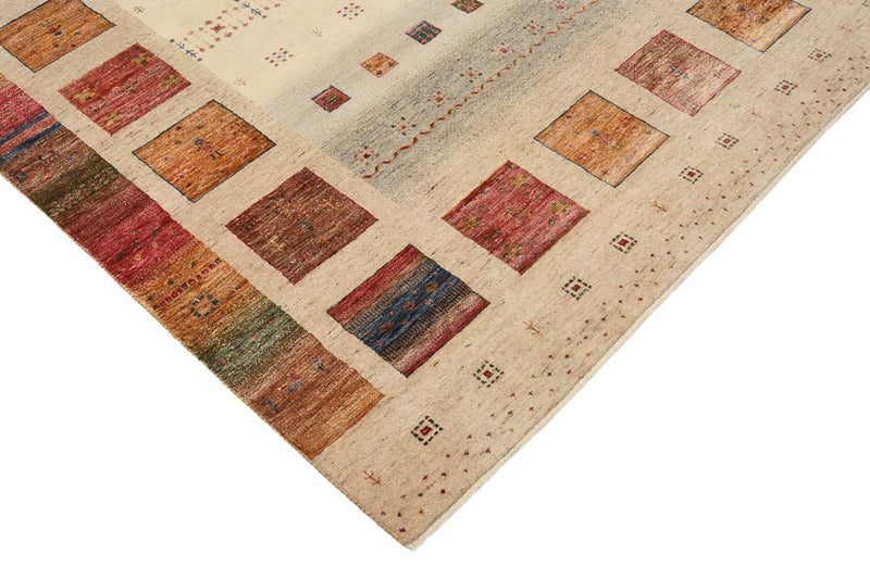 Gabbeh-tæppe - Loribaft Indus firkantet  - 204 x 202 cm - lys beige