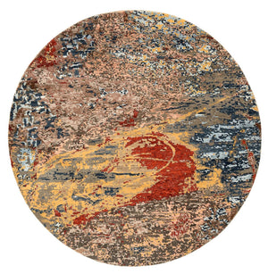 Designer tæppe rundt  - 182 x 180 cm - flerfarvet