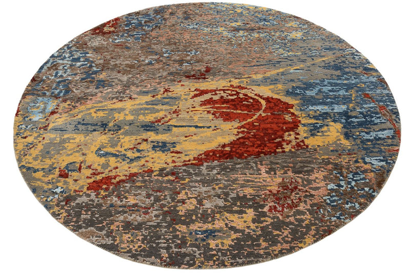 Designer tæppe rundt  - 182 x 180 cm - flerfarvet