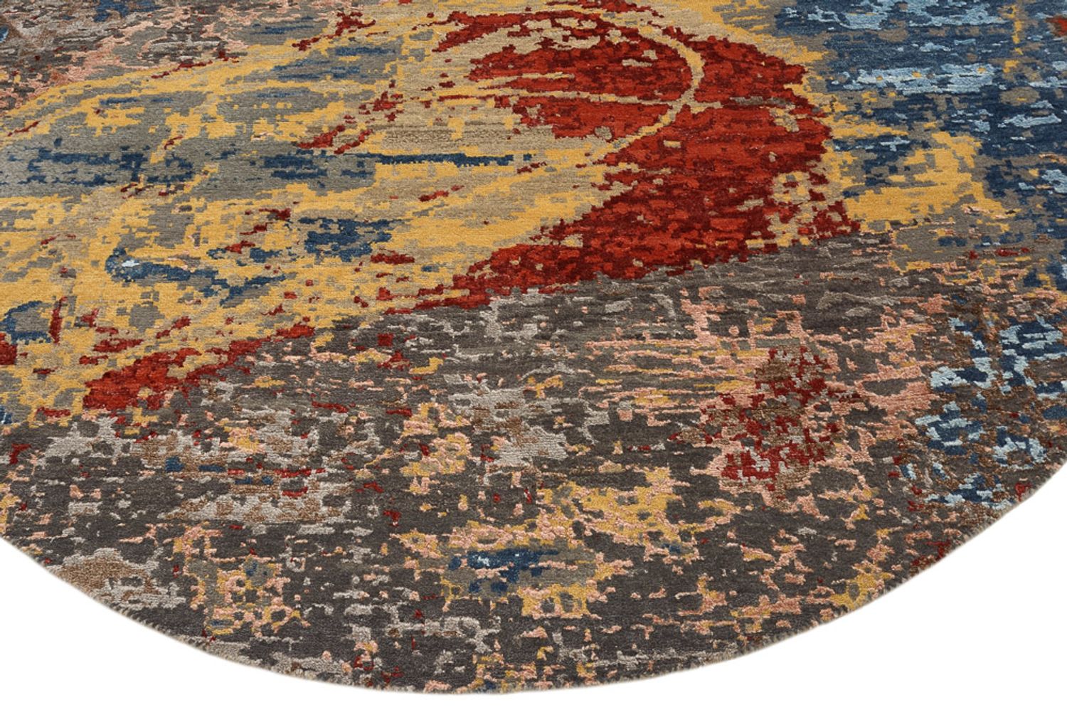Designer tæppe rundt  - 182 x 180 cm - flerfarvet