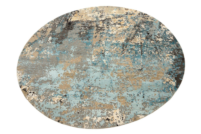 Designer tæppe rundt  - 179 x 176 cm - flerfarvet