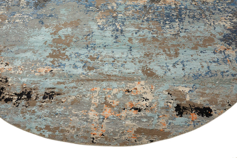 Designer tæppe rundt  - 243 x 241 cm - flerfarvet