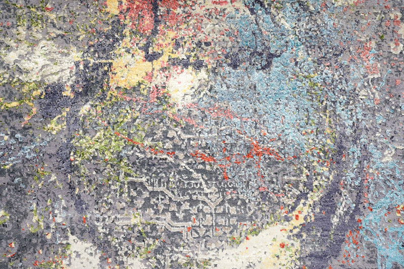 Designer tæppe rundt  - 185 x 183 cm - flerfarvet