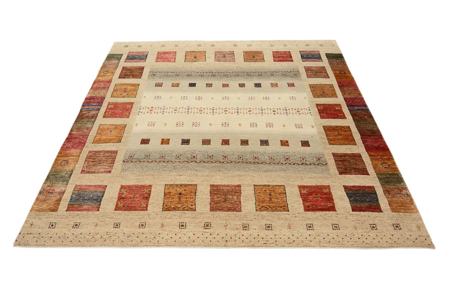 Gabbeh-tæppe - Loribaft Indus firkantet  - 205 x 203 cm - flerfarvet