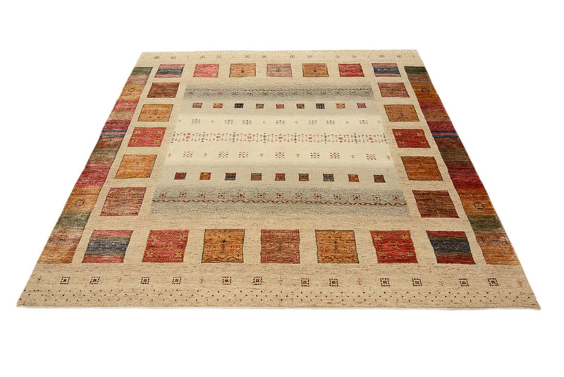 Gabbeh-tæppe - Loribaft Indus firkantet  - 205 x 203 cm - flerfarvet