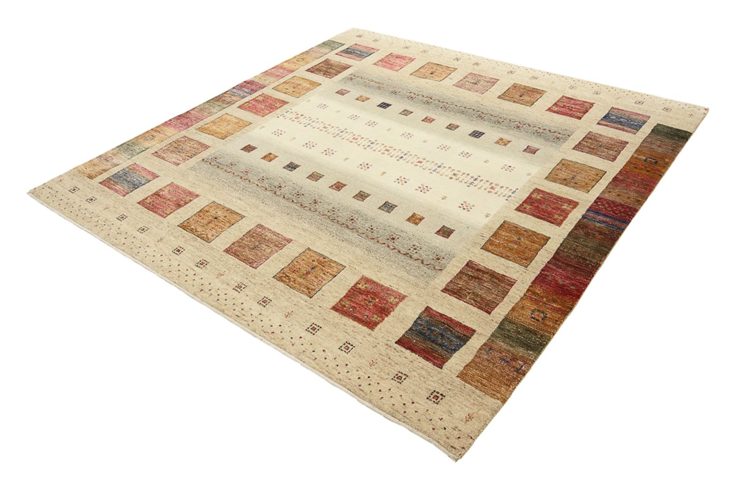 Gabbeh-tæppe - Loribaft Indus firkantet  - 205 x 203 cm - flerfarvet