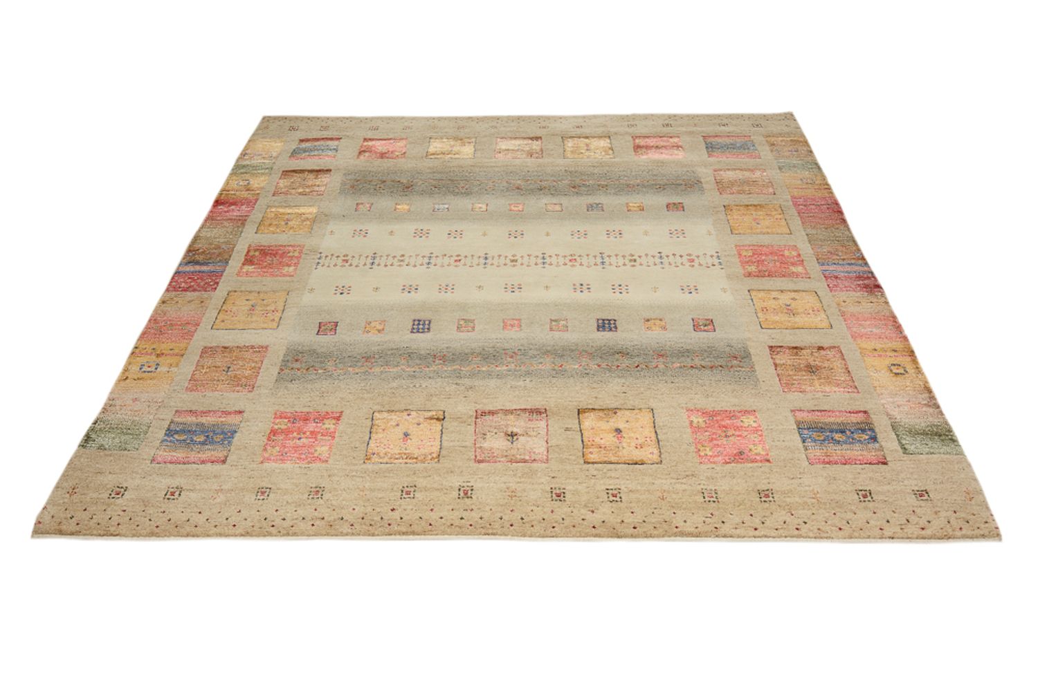 Gabbeh-tæppe - Loribaft Indus firkantet  - 205 x 203 cm - flerfarvet