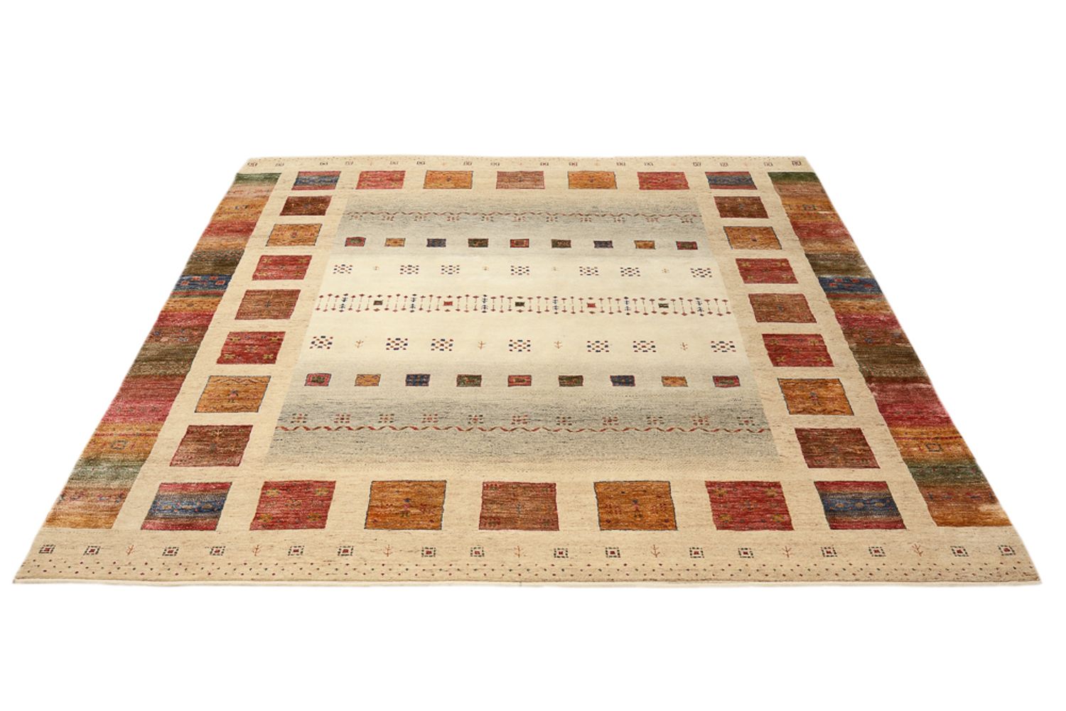 Gabbeh-tæppe - Loribaft Indus firkantet  - 253 x 249 cm - flerfarvet