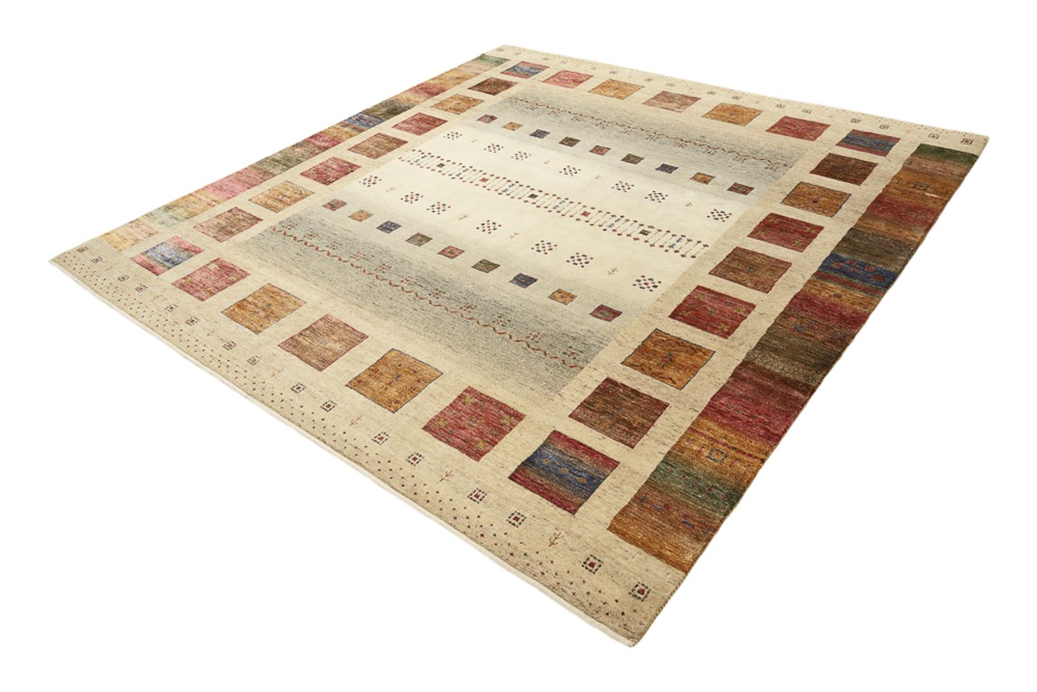 Gabbeh-tæppe - Loribaft Indus firkantet  - 253 x 249 cm - flerfarvet