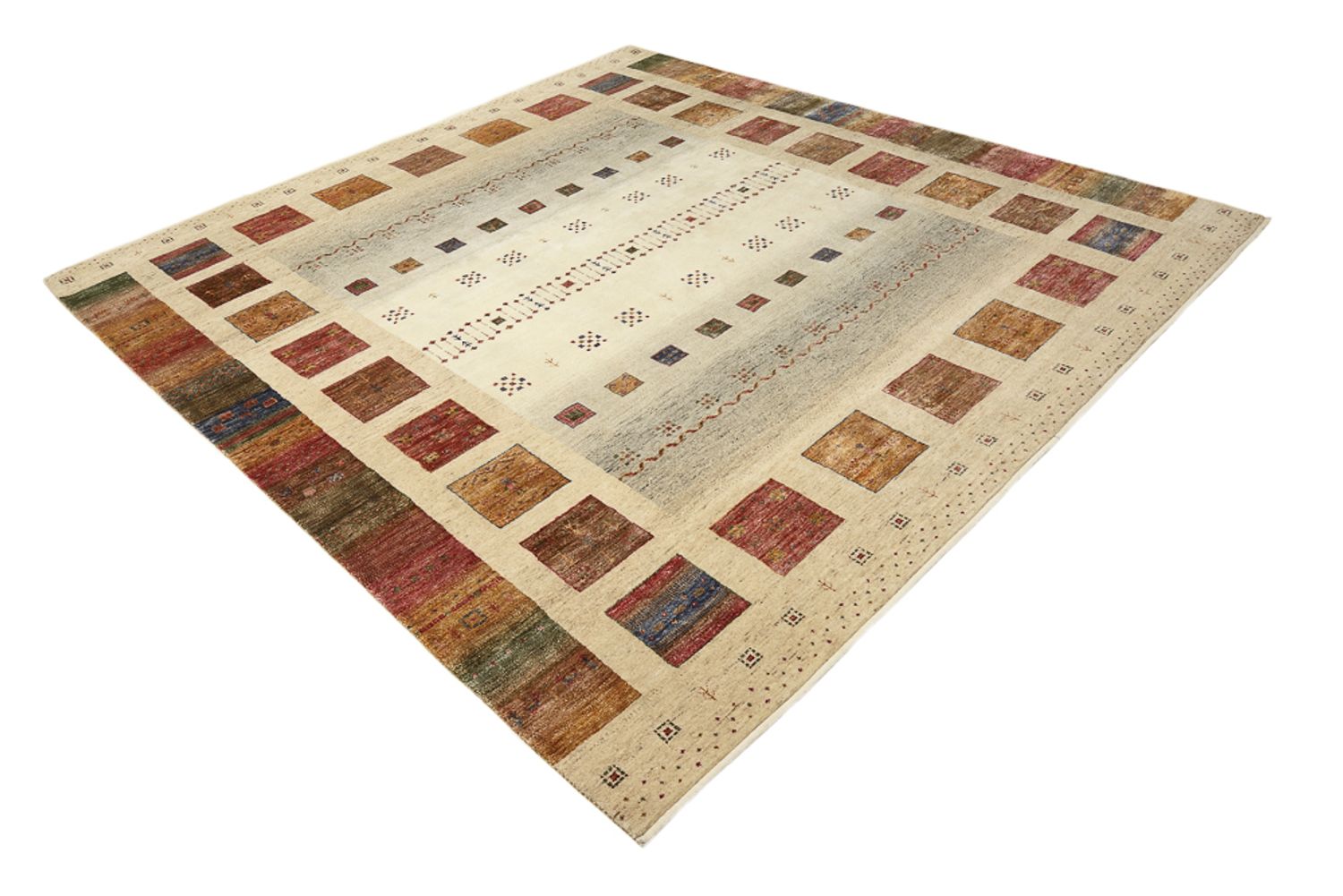 Gabbeh-tæppe - Loribaft Indus firkantet  - 253 x 249 cm - flerfarvet