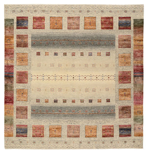 Gabbeh-tæppe - Loribaft Indus firkantet  - 201 x 196 cm - flerfarvet