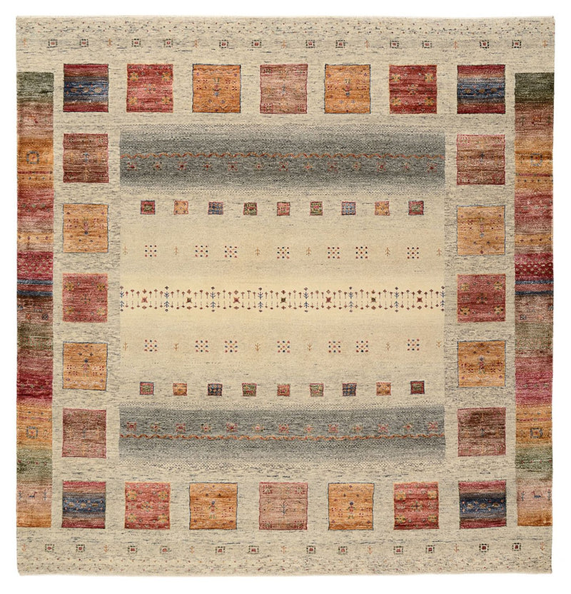 Gabbeh-tæppe - Loribaft Indus firkantet  - 201 x 196 cm - flerfarvet