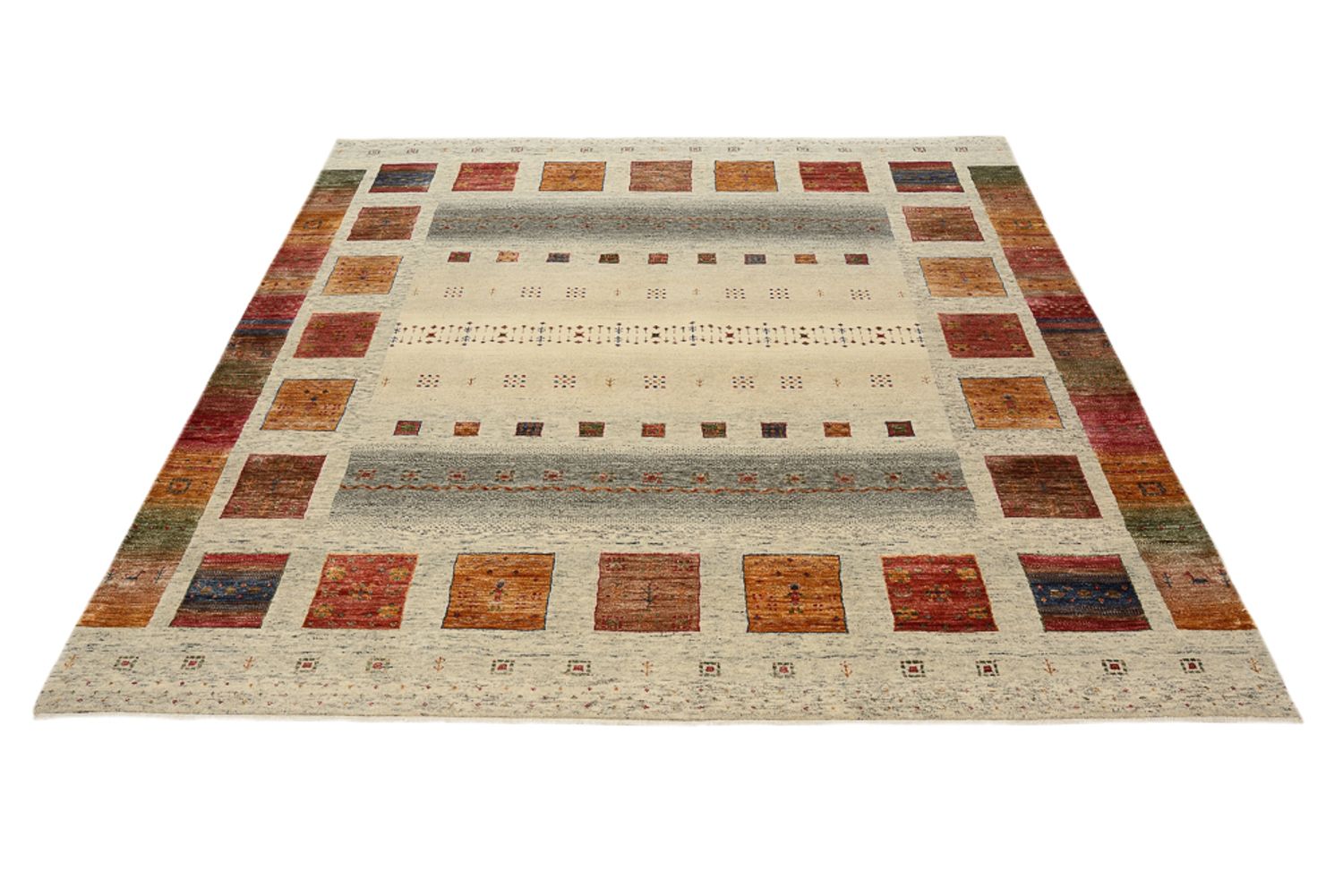 Gabbeh-tæppe - Loribaft Indus firkantet  - 201 x 196 cm - flerfarvet