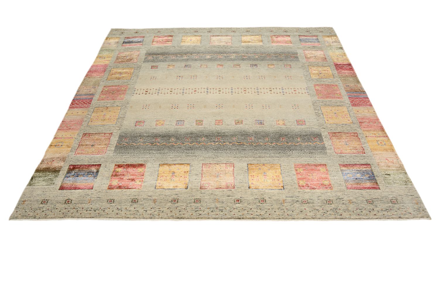 Gabbeh-tæppe - Loribaft Indus firkantet  - 201 x 196 cm - flerfarvet