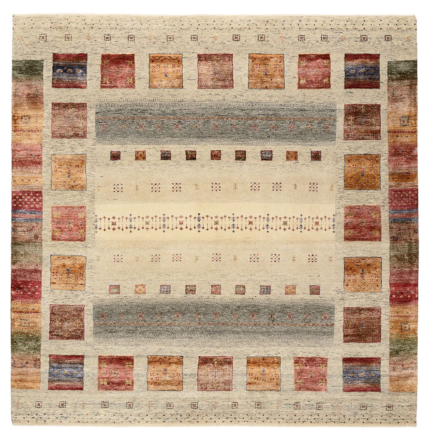 Gabbeh-tæppe - Loribaft Indus firkantet  - 206 x 205 cm - flerfarvet
