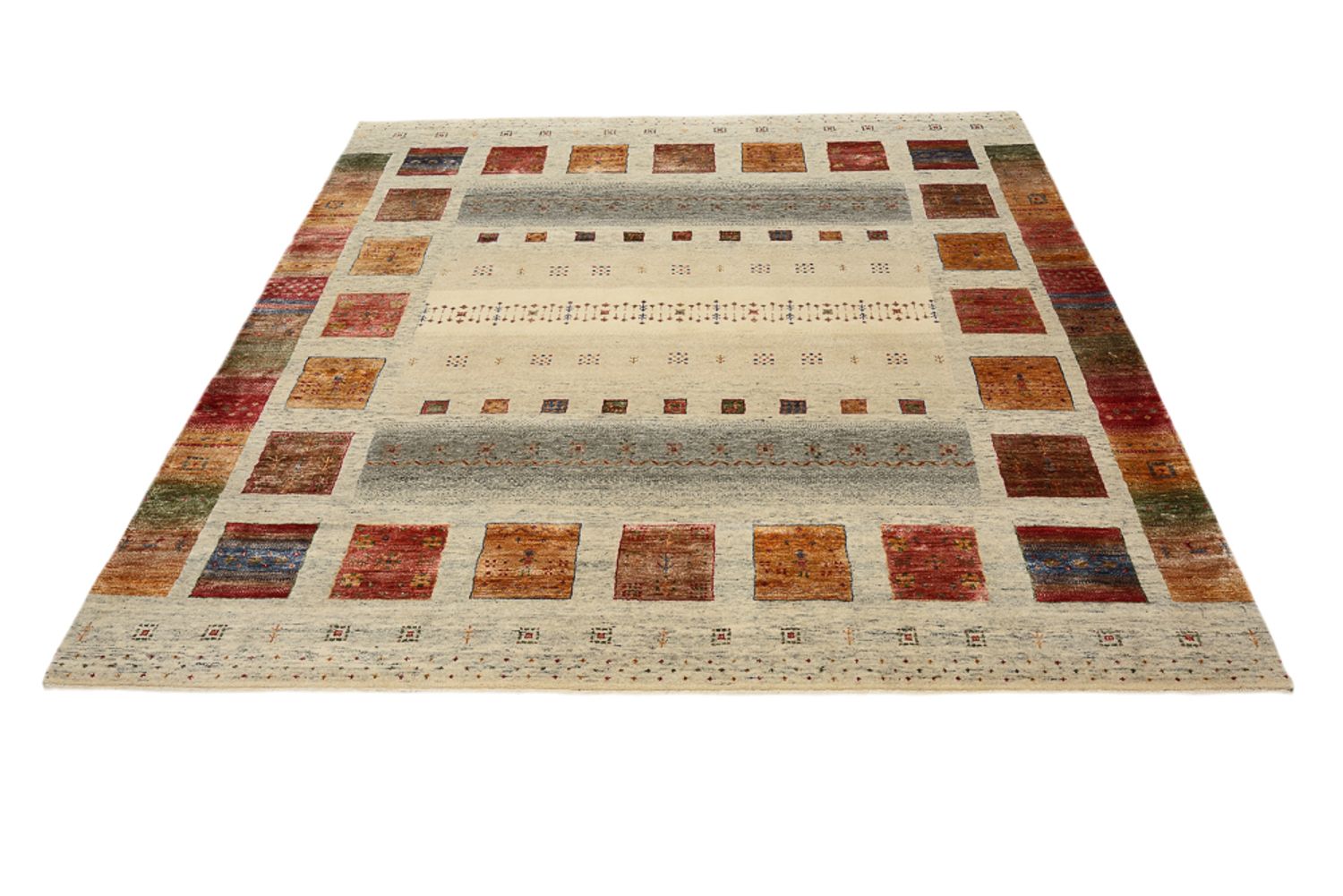 Gabbeh-tæppe - Loribaft Indus firkantet  - 206 x 205 cm - flerfarvet