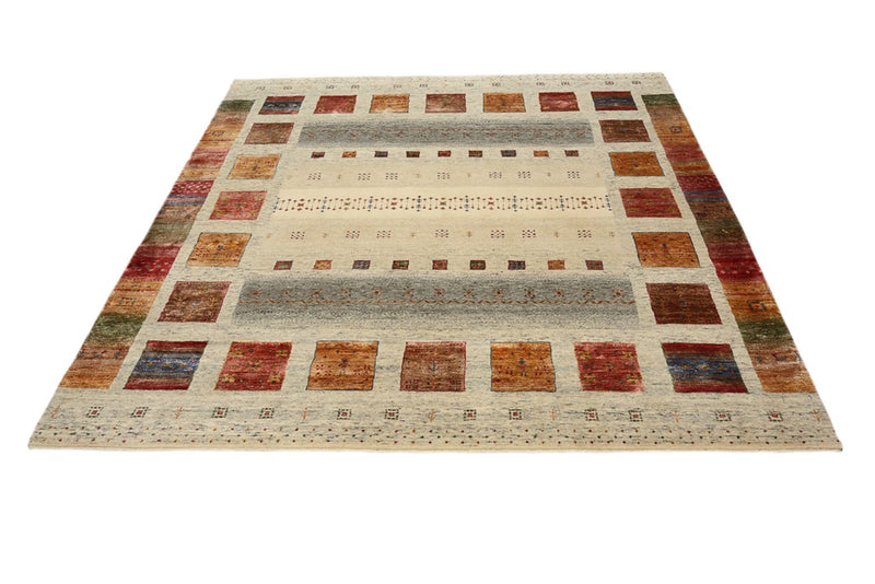Gabbeh-tæppe - Loribaft Indus firkantet  - 206 x 205 cm - flerfarvet